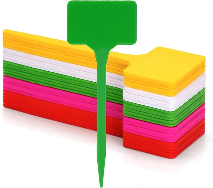 KINGLAKE Large Plant Labels 6 Inch - 50 Pcs Tall Thick Plastic Plant Tags Nursery Garden Labels for Outdoor Garden Waterproof Multicolored Plants Name Tags for Vegetables Flower Seed Pot Garden Beds