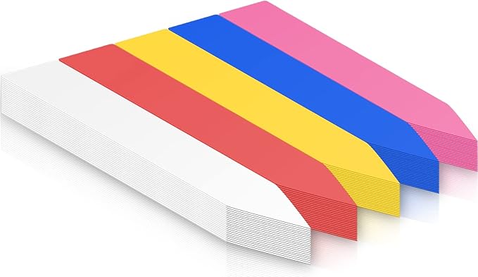 100Pcs 4 Inch Plant Labels,Plastic Waterproof Nursery Stake Tags for Potted Plants (Multicolor) (SZ-BC210YC)