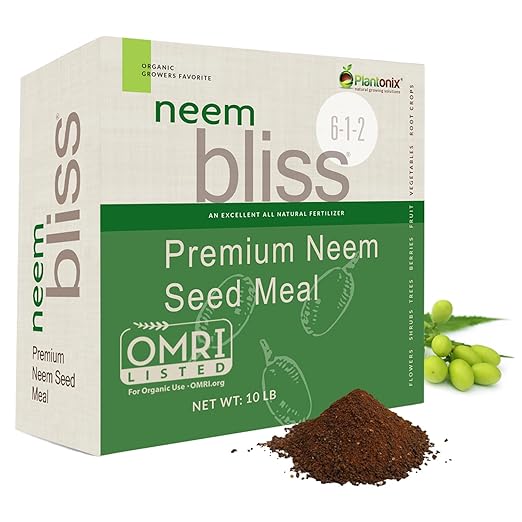 Neem Bliss (10lbs) - Neem Seed Meal - Organic Neem Cake for Plants - OMRI-Listed Fertilizer for Plants, Vegetables, Lawns, & Gardening - 100% Natural & Renewable Garden Fertilizer