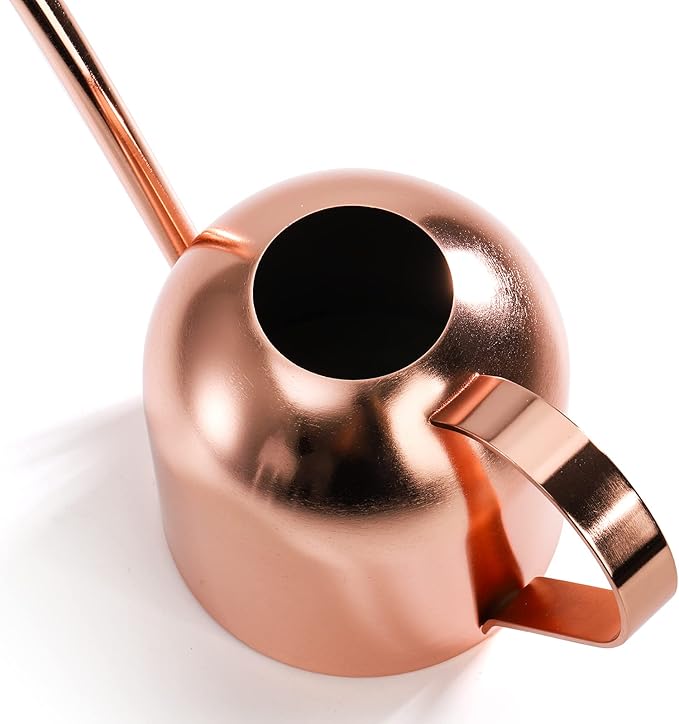 Fasmov Stainless Steel Watering Can, Small Modern Style Watering Pot, 15oz/450ml Plant Watering Can with Long Spout to Prevent Spillage, Perfect for Outdoor and Indoor Plants (Copper)