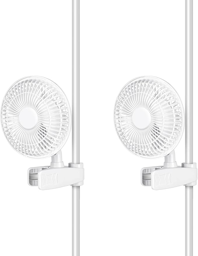 Simple Deluxe Clip Fan, 6-Inch Grow Tent Fan, Monkey Fan, Adjustable 90° Angles, 15W, 2-Speeds Control, 2 Pack