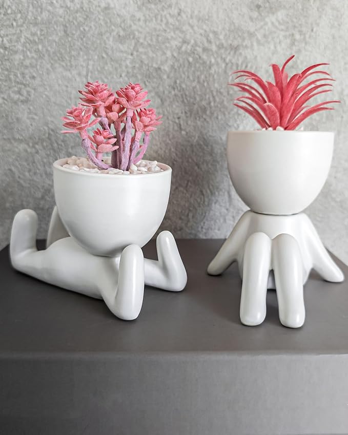 Small Fake Plant Office Decor for Women - Pink Gifts for Women - Cute Office Decor - Pink Decor for Office Decorations - Succulents Fake Plants for Shelf Decor - Office Supplies