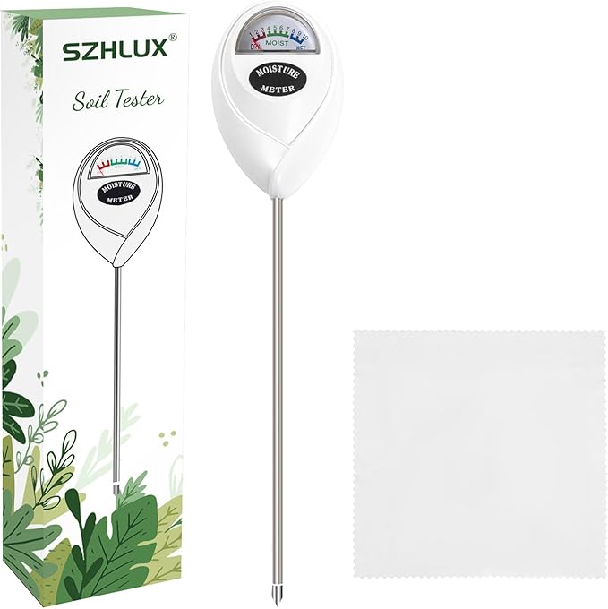 SZHLUX Soil Moisture Meter, Plant Water Monitor, Soil Hygrometer Sensor for Plant Care, Great for Gardening, Lawn, Farm, Indoor & Outdoor (Plant Gifts for Gardeners) 10.23inch, White
