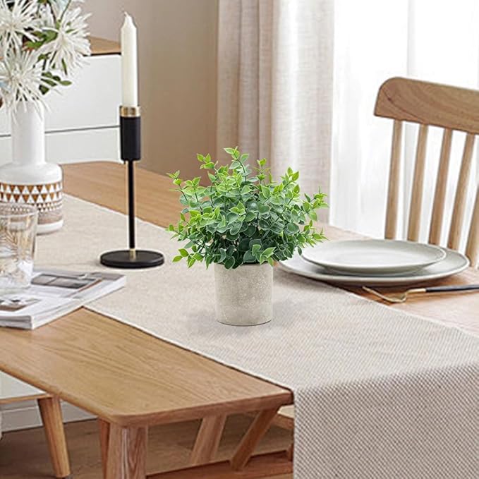 2 Pack Small Fake Plants Eucalyptus Potted Artificial Plants for Home Bathroom Farmhouse Room Coffee Table Decor（Green）
