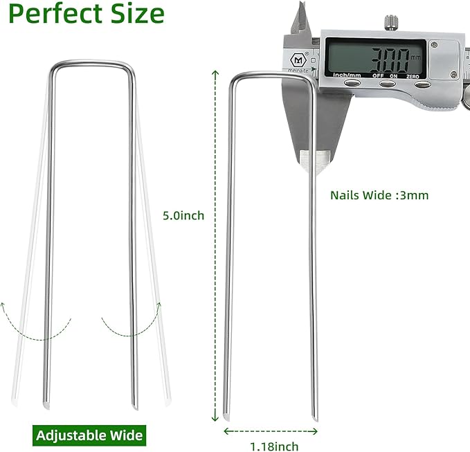 50 Pack Lawn Staples, Premium Garden Landscape Staples, Galvanized Heavy-Duty Gauge Stakes, U-Shaped Tent Stakes, Anti-Rust Fence Netting Pins Ground Spikes, Sod Pins