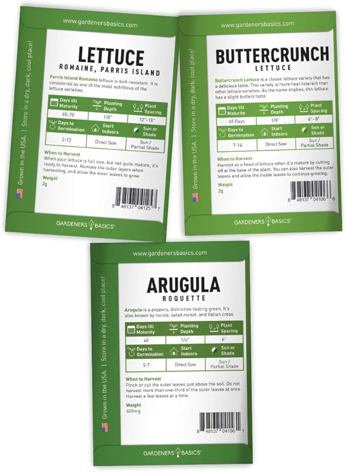 Beginner Indoor Garden Lettuce Kit - Includes Romaine, Buttercrunch Lettuces, Spinach, Arugula, and Kale Heirloom Seeds, Pots, Soils and Plant Markers - Complete Indoor Vegetable Garden Starter Kit