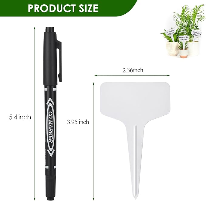 Darfukei Plant Labels 120pcs with Garden Plant Markers Pen of Outdoor Waterproof,T-Type Plant Tags and Permanent Marking Pen, Garden Labels Gardening Gifts for Women Men