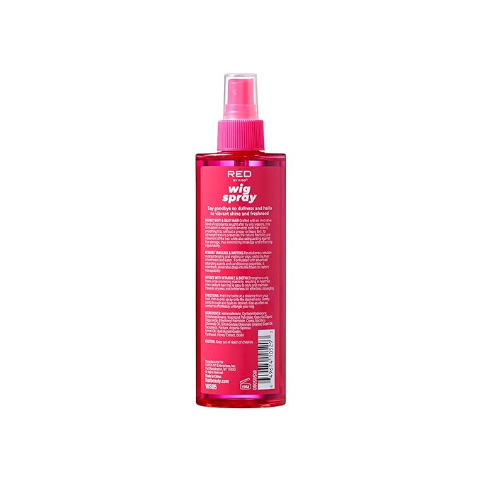 Red by Kiss Wig Spray, Extra Shine & Detangling Control for Remy, Human, Synthetic Hair, UV & Heat Protection, PH Balance & Long-Lasting Fragrance (8oz, Detangling)