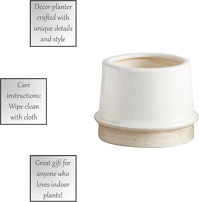 47th & Main Modern Ceramic Planter Pot, Medium, White