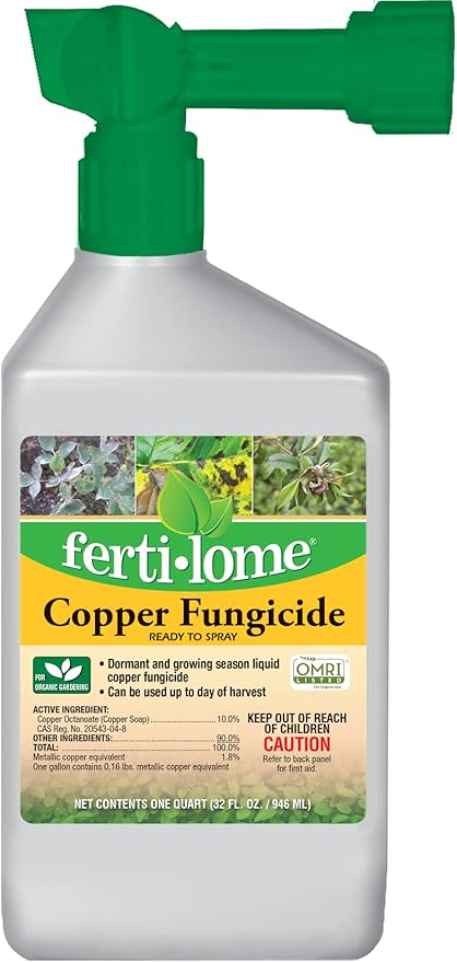 Fertilome (16134) Copper Fungicide Ready to Spray, Controls Needle Blight, Blackspot, Powdery Mildew and More, OMRI Listed (32 oz.)
