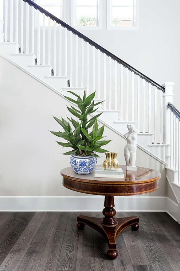 Artificial Potted Plants Indoor Home Decor 20" Tall Fake Lucky Bamboo Plant in Blue and White Ceramic Pot Faux Potted Plants Indoor Houseplant for Home Tabletop, Office Desk, Shelf, Zen Room