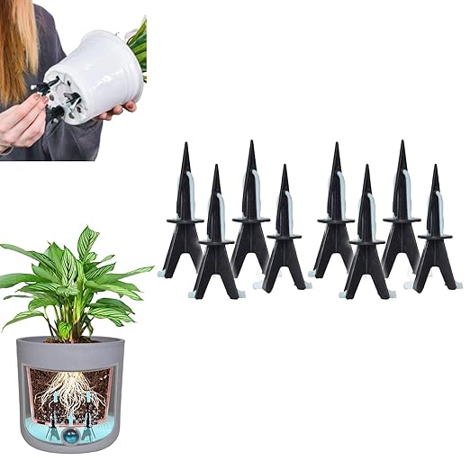 GreenShip 8 Pack Self Watering Planter Insert, Wick Spikes for Plants, Patented Plant Wicks for Self Watering, Plant Stakes for Indoor Outdoor Plants,Vacation Use (Small for Height 4.7"-12" Planter)