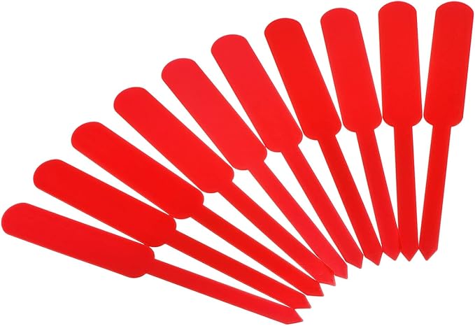 PATIKIL Plant Labels, 200Pcs PP Rectangle Marker Tags for Outdoor Indoor Garden, Red