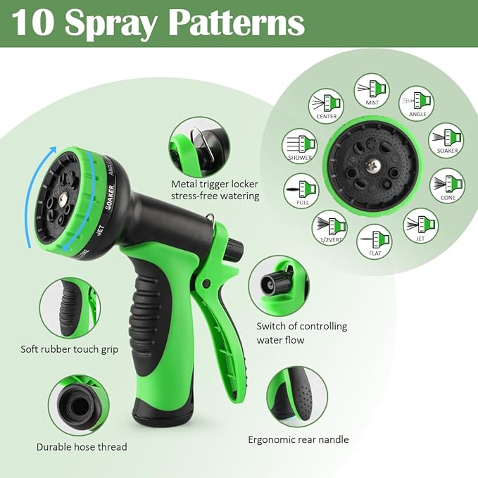 RooTrimmer 5 Gallon Nursery Pots (20-Pack) + 50ft Garden Hose with Spray Nozzle 2P + 3-in-1 Soil Tester 2P for Moisture/Light/pH | All-in-One Gardening Kit for Indoor/Outdoor Plants