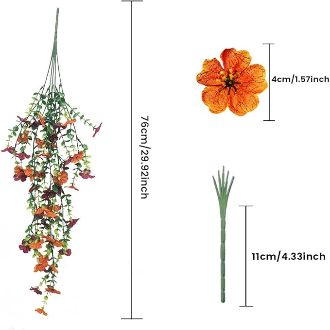 Artificial Hanging Flowers for Outdoors Fall Decorations, 2PCS Faux Silk Daisy with Eucalyptus Leaves for Front Door Porch Planter Patio Yard Garden, Thanksgiving Halloween Decorations