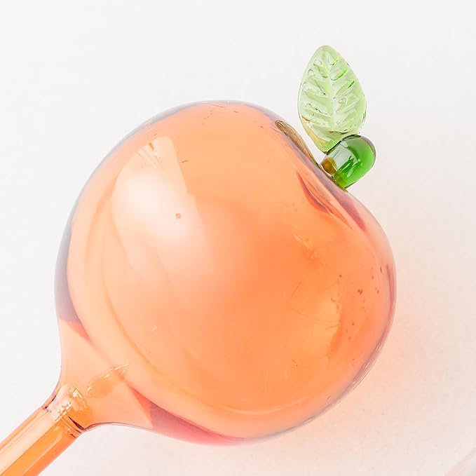 ban.do Plant Watering Globes for Inside Pots and Planters, Unique Decorative Glass Water Globes for Self Watering, Peaches