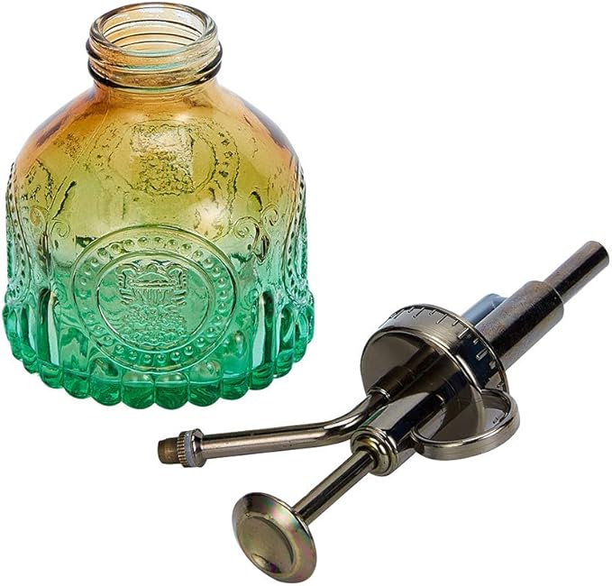 Glass Plant Mister Spray Bottle, Vintage Plant Spritzer, Succulent Watering Bottle with Top Pump, Small Plant Sprayer Mister Watering Can for Indoor Outdoor Houseplant - Green Brown Gradient