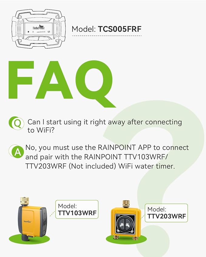 RAINPOINT WiFi Soil Moisture Sensor - Wireless Soil Moisture Sensor - Must be Used with TTV103WRF or TTV203WRF WiFi Sprinkler Timer and TWG004WRF WiFi Hub (Only Include Soil Tester)