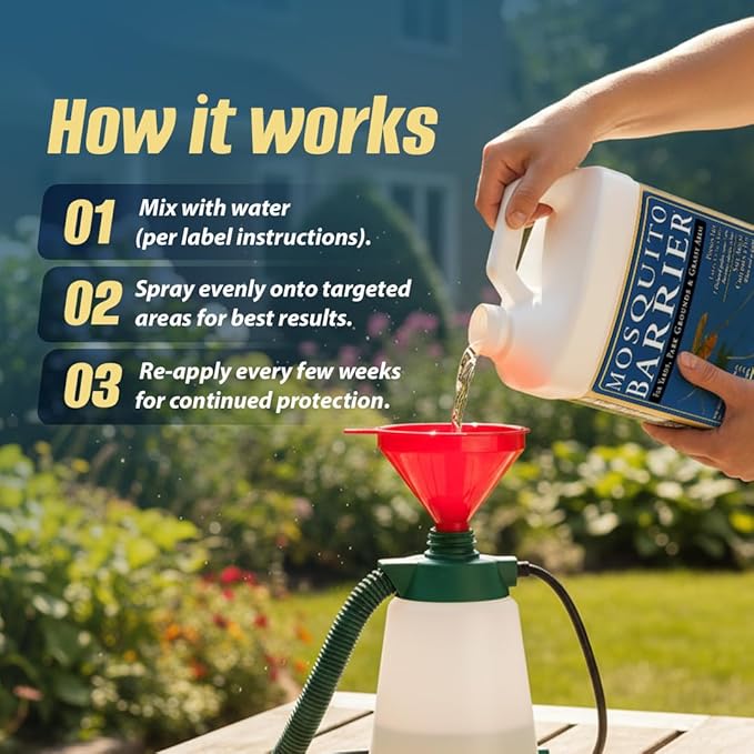 Mosquito Barrier Liquid Garlic Mosquito Repellent Concentrate, 1 Gallon – Professional Outdoor Treatment for Lawns, Landscapes & Perimeter Areas – Yard & Home Mosquito Protection