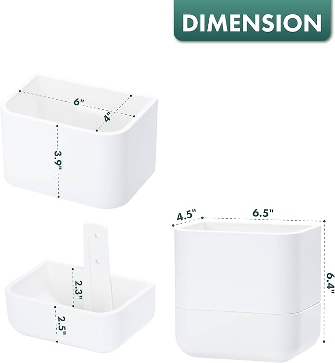 Phoenix Vine 6.5 Inch Wall Mounted Self-Watering Planter Pot for Indoor Houseplants and Herbs | Hanging Planter for Window Sills, Bathroom Walls, Home & Office Décor, White, Set of 1, 01-C-D-1