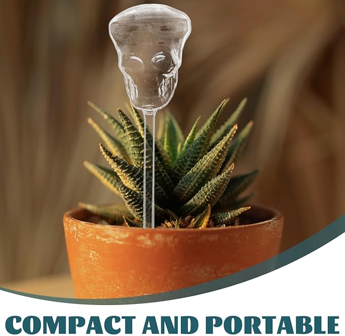 Milisten Skull Self Watering Device 9.64X2.75In Automatic Plant Waterer for Patio Lawn Garden Indoor Outdoor Succulent Pots
