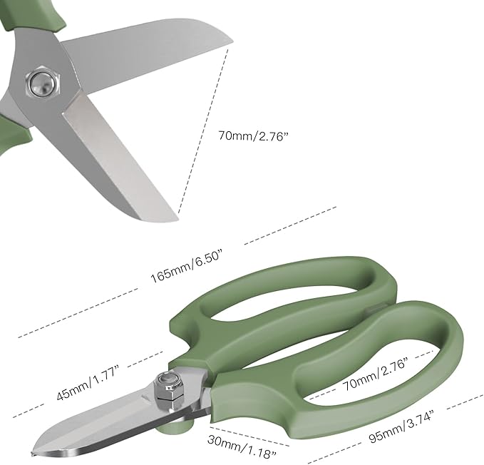 Housolution Flower Scissors, Strong Floral Shears, Premium Steel Garden Pruning Shears Floral Fruits Leaf Scissors Hand Pruner Snip Trimming Tool for Gardening Flower Arrangement, Avocado Green