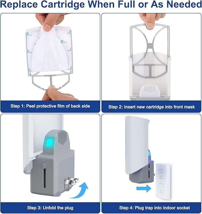 Flying Insect Trap, Plug-in UV Light for Gnats, Fruit Flies and Houseflies, Silent Sticky Catcher for Indoor Use, 1 Device & 5 Refills