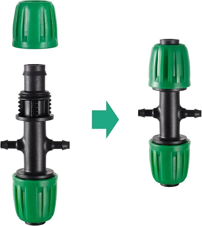 10 Pcs 1/2" to 1/4" Barbed Tee Connector, 1/2 Inch to 1/4 Inch Drip Irrigation Fittings Drip Line Reducer Tee Connectors 1/2" to 1/4" 4-Way Splitter Connectors for Garden Drip Irrigation System