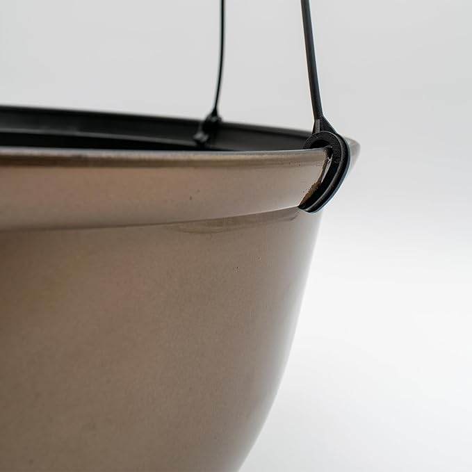 The HC Companies 11 Inch Hanging Metallic Planter - Round Hanging Basket for Indoor Outdoor Plants, Bronze (Pack of 2)