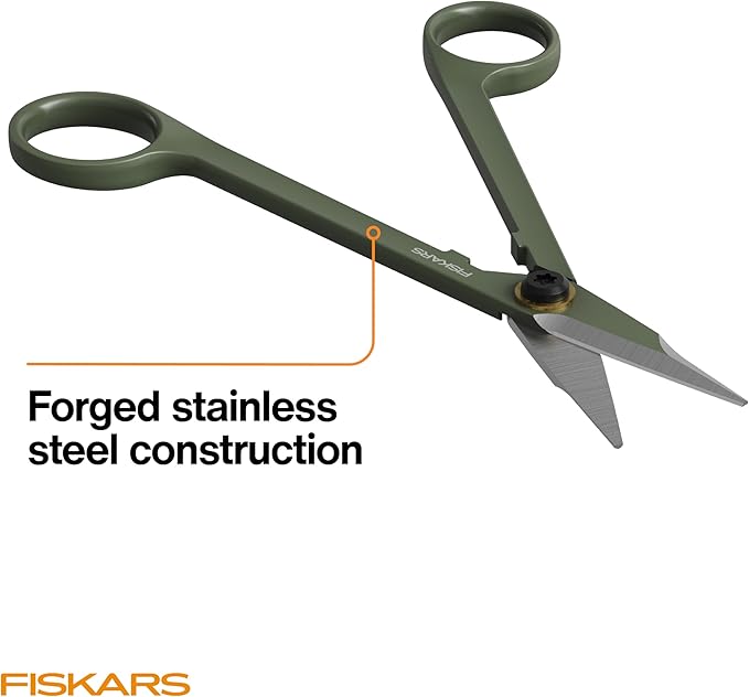 Fiskars Plant Detailer Snips & Holder, Precision Indoor Gardening Tool for Trimming & Pruning Dense Foliage, Long Reach Stainless Steel Micro-Tip Blades for Clean Cuts and Healthy Plant Growth, 6"
