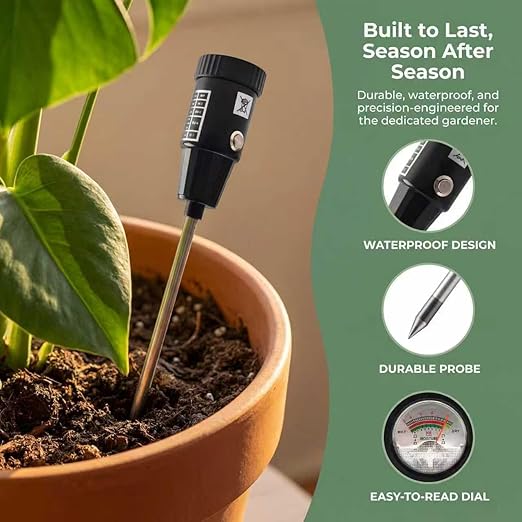 Soil Moisture Meter, Quickly detect Soil Acidity and Alkalinity Without the Need for Batteries, Portable Soil ph Meter, Le for Gardens, Lawns, Larms, and Indoor Potted Plants,295 mm Long