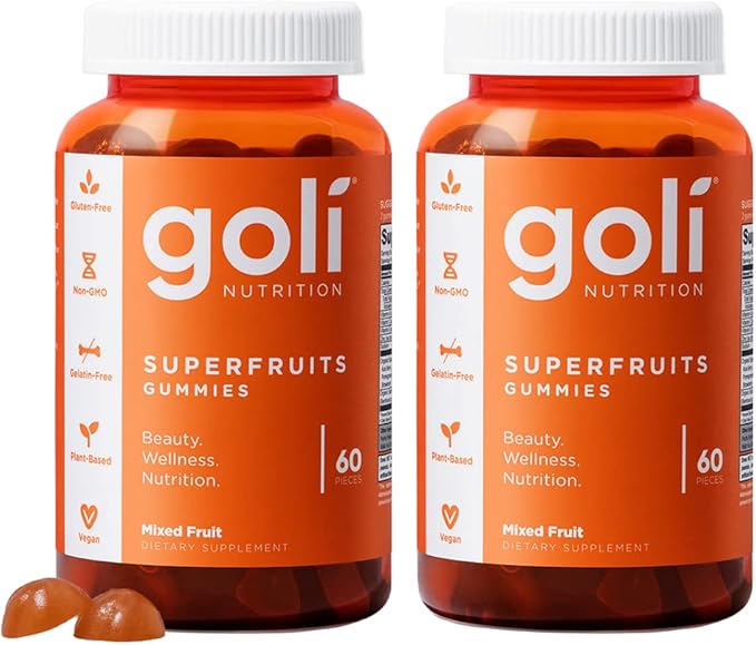 Goli Nutritional Supplement, SuperFruits Beauty Gummy Vitamin - 120 Count - Collagen-Promoting Ingredients - Mixed Fruit, Vegan, Plant-Based, Non-GMO, Gluten & Gelatin Free