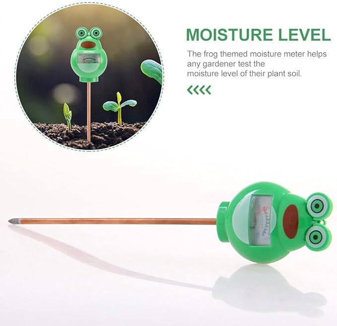 Cute Critter Soil Meter Indoor/Outdoor Moisture Sensor Frog & Ladybug, Soil Water Monitor, Flowers, Plant Care Home Garden (Frog)