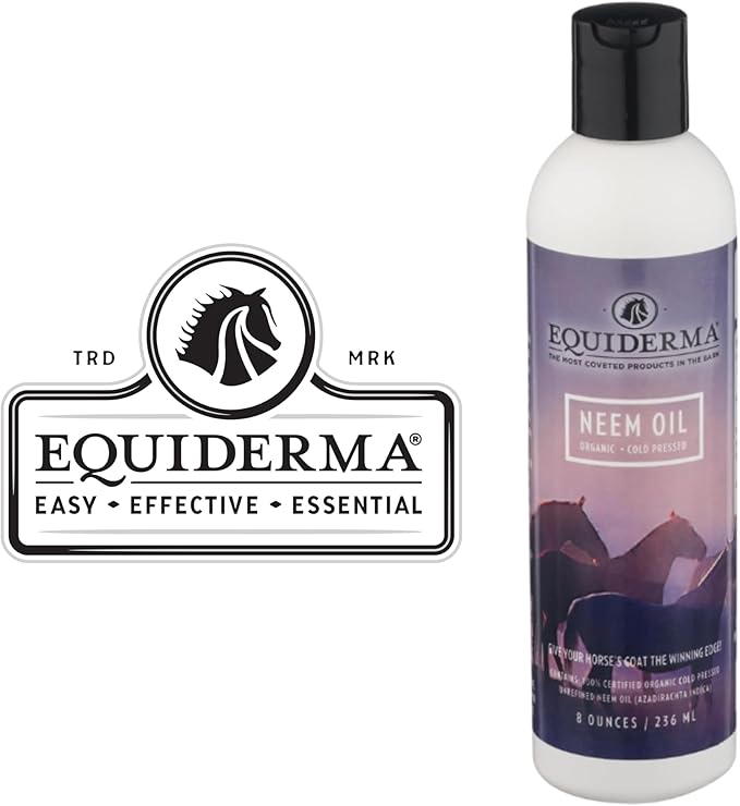 EQUIDERMA Organic Cold Pressed Neem Oil – 100% Pure, NOP Certified, Unrefined & Natural Skin, Hair, Hoof, Garden & Farmstead Care – Azadirachta Indica