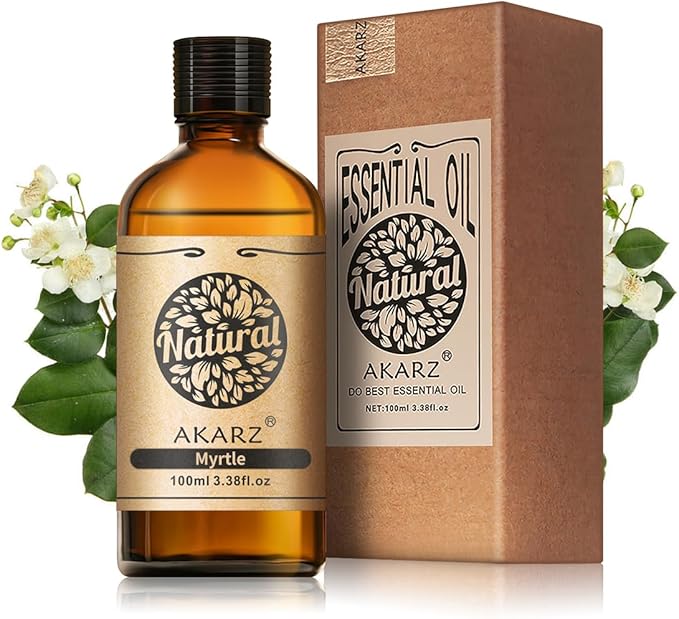 AKARZ 100ml Myrtle Essential Oil Natural Myrtle Oil Pure for Candle Making,DIY Skincare Products Massage,Home Spa Relaxation