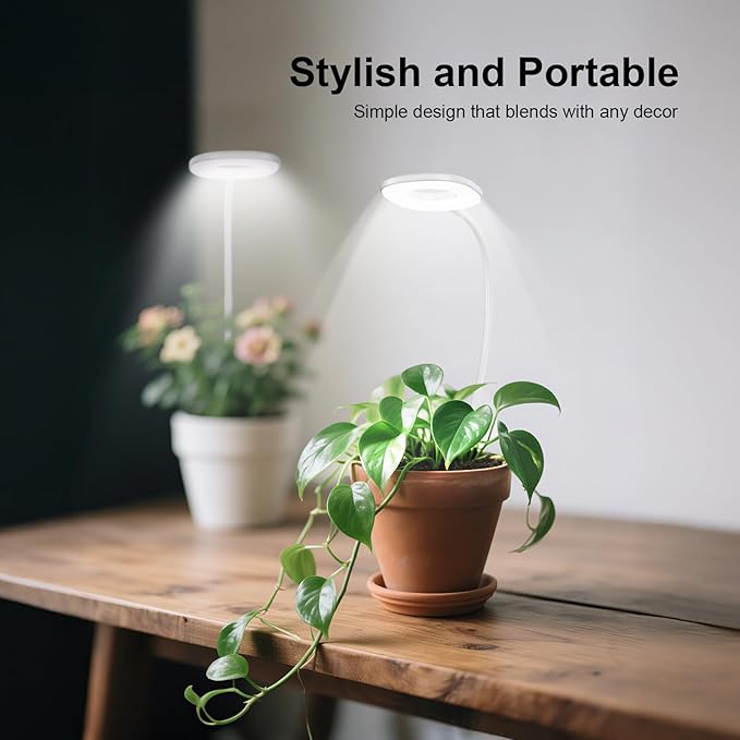 Full Spectrum Grow Lights for Indoor Plants, Clip-on LED Plant Lights for Indoor Growing with Auto On/Off Timing 4/8/12 Hrs, 10 Dimmable Levels, 3 Spectrum Modes & Adjustable Gooseneck, Remote Control