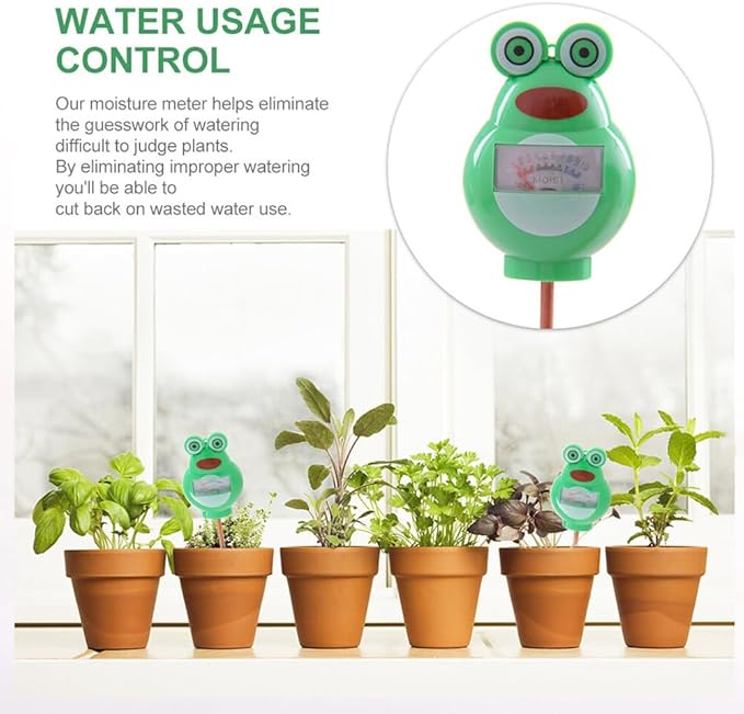 Cute Critter Soil Meter Indoor/Outdoor Moisture Sensor Frog & Ladybug, Soil Water Monitor, Flowers, Plant Care Home Garden (Frog)