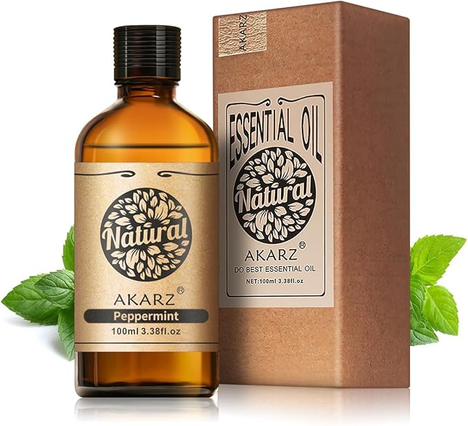AKARZ 100ml Peppermint Essential Oil Natural Peppermint Oil Pure for Candle Making,DIY Skincare Products Massage,Home Spa Relaxation