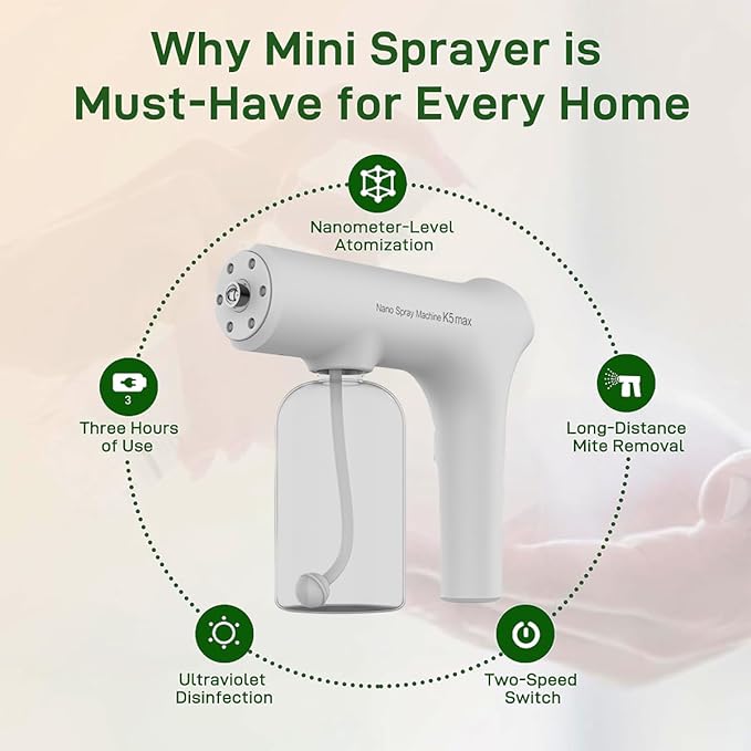 Atomizer Sprayer Electrostatic ULV Atomizer Nano Mister with Blue Light Wireless Nano Sprayer Gun Fogger Machine for Indoor and Outdoor