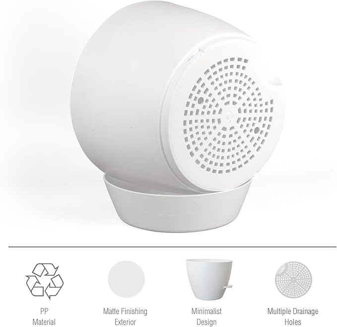 Meowell 12 inch Large Self Watering Pots for Indoor Outdoor Plants, Plant Pots with Mesh Drainage Holes for Garden House Plants, Plastic Planters with Reservoir for Flower Plants, White