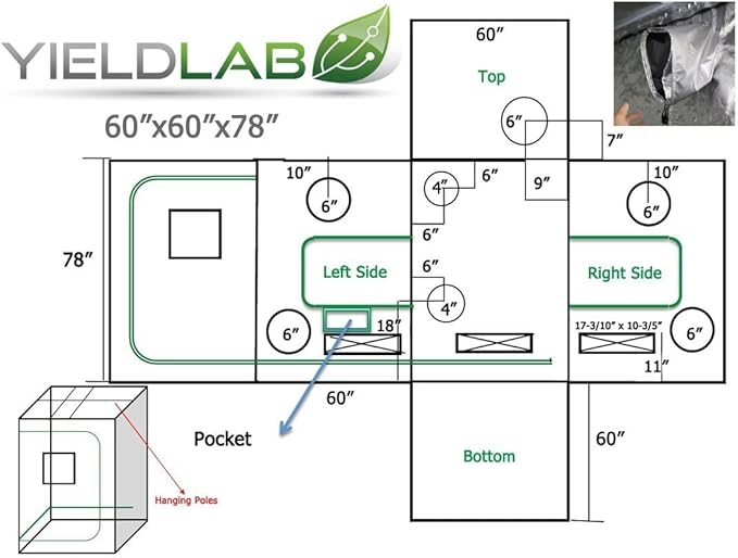 60x60x78 Reflective Indoor Grow Tent 4x4 - Mylar Grow Tent - for Indoor Grow Room - Hydroponics Growing Tent - Grow Tents