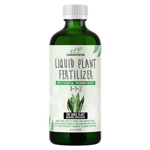GARDENWISE 3-1-2 Liquid Fertilizer Concentrate with Micronutrients - Ideal Snake Plant Food for Sansevieria (Dracaena trifasciata), Indoor Plant Care (16 OZ)