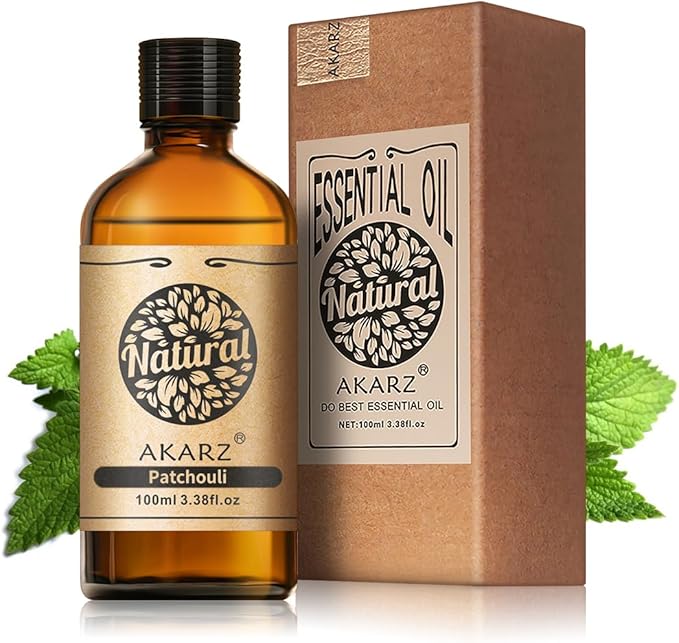 AKARZ 100ml Patchouli Essential Oil Natural Patchouli Oil Pure for Candle Making,DIY Skincare Products Massage,Home Spa Relaxation