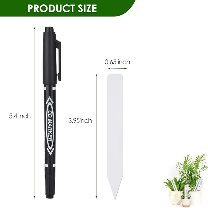 Darfukei Plant Labels 300pcs 4 Inch with Garden Plant Markers Pen of Outdoor Waterproof,Plant Tags and Permanent Marking Pen, Garden Labels Gardening Gifts for Women Men