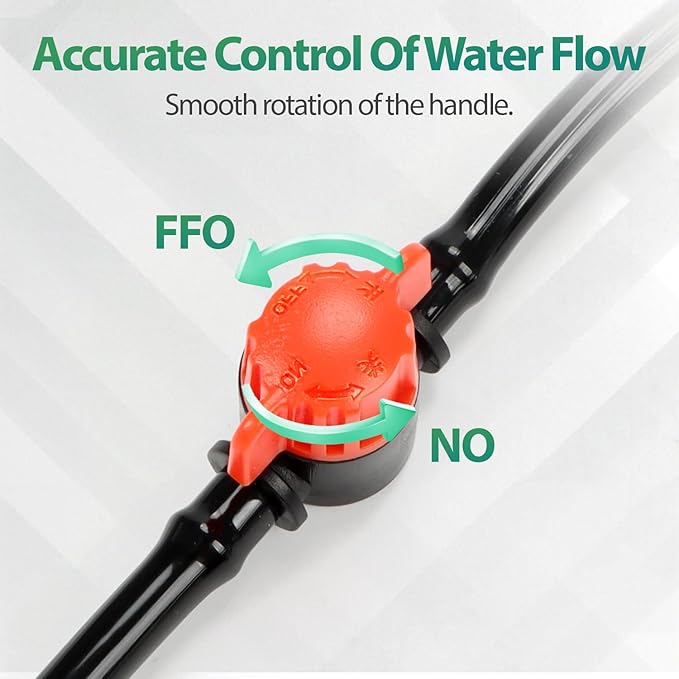 RedChili 30 Pack 1/4" Drip Irrigation Shut Off Valves, in-Line Barbed Ball Valve for 1/4 Inch Drip Irrigation Tubing Anti-Drop Drip Line Water Flow Control Valve Parts for Garden Irrigation System