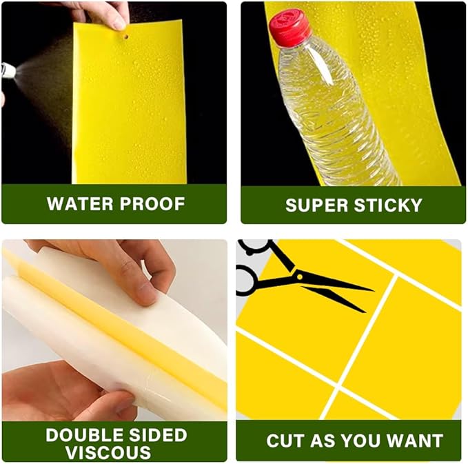 Fruit Fly Trap, 40pcs Yellow Sticky Traps for Plant Gnats, Two-Sided Insect Control, Fruit Fly Killer Indoor and Outdoor Protect The Plant