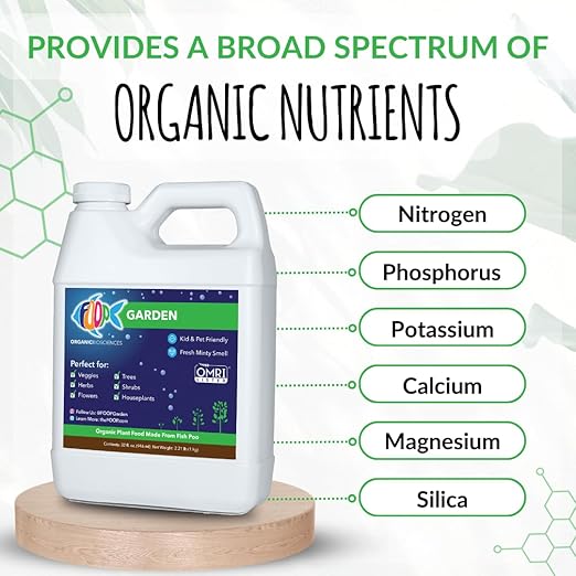 FOOP Garden - Organic Liquid Plant Food Made from Fish Manure (with Fresh Minty Scent) | Fish Fertilizer Alternative Perfect for Veggies, Herbs, Flowers,Trees,Shrubs | Kid&Pet Friendly (32oz, 2 Pack)