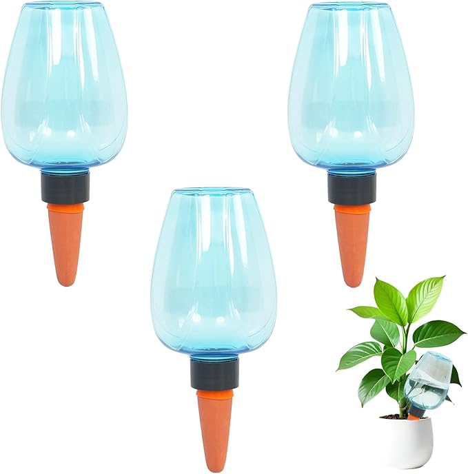 3cps Self Plant Watering Globes for Indoor and Outdoor Plants Plastic Automatic Plant Watering Bulbs Insert 12.3 oz with Slow Release Control Water Dripper for Plants