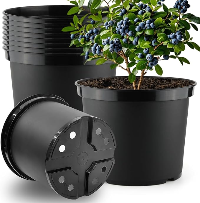 RooTrimmer 5 Gallon Nursery Pots 10-Pack, 12 Inch Plastic Planter with Drainage Holes – Round, Sturdy, Deep Design for Indoor/Outdoor Plants