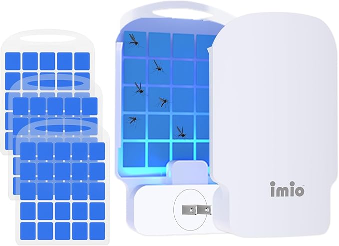 Bug Zapper Indoor Fly Trap Plug-in Flying Insect Catcher for Gnats Moths Fruit Flies & Mosquitoes UV Light Sticky Bug Killer for Home, Kitchen, Plants Non-Toxic & Silent (1 Device + 3 Refills)
